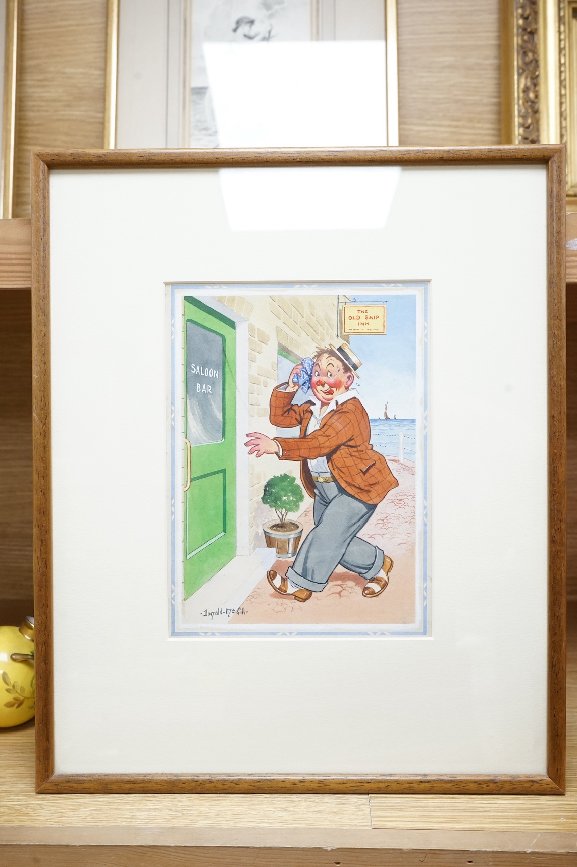 Donald McGill (1875-1962), original watercolour / gouache, ‘This is a Thirsty Place’, signed, 22 x 16cm. Condition - fair to good